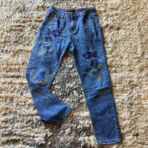Riot Rigid High Rise Floral Embroidered Jeans Women’s Size 6R